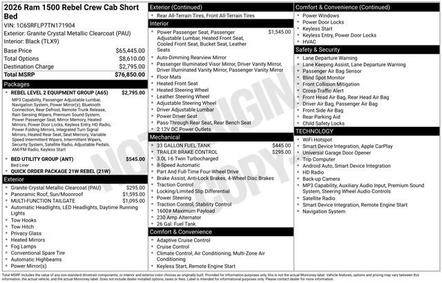 Used 2026 RAM 1500 Rebel w/ Rebel Level 2 Equipment Group AWD/4WD image 42