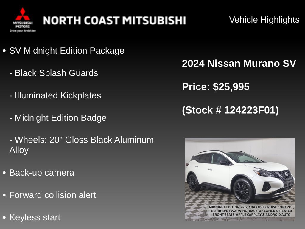 Used 2024 Nissan Murano SV w/ SV Midnight Edition Package AWD/4WD image 2