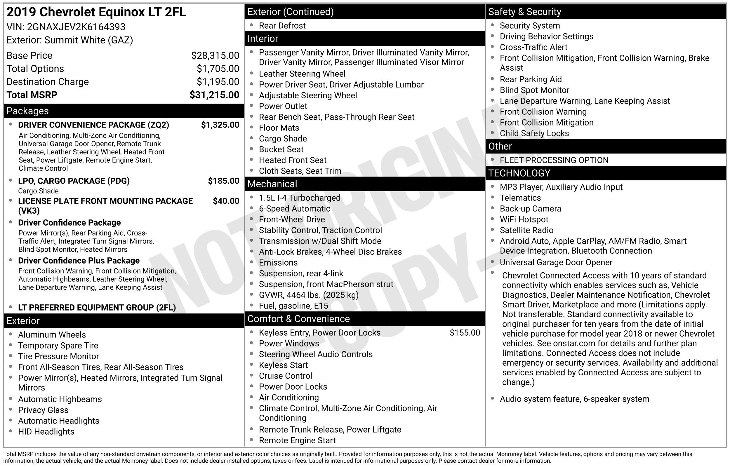 Used 2019 Chevrolet Equinox LT w/ Driver Convenience Package FWD image 2