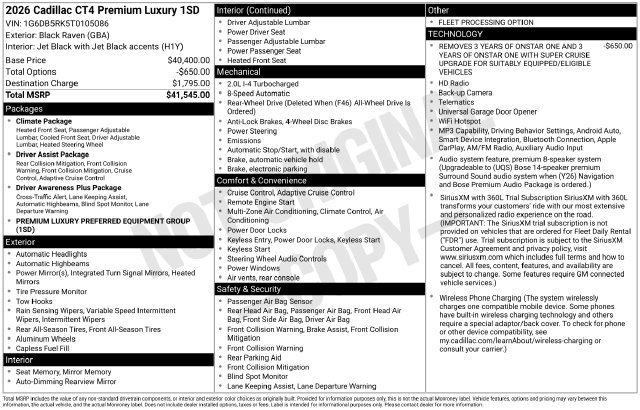 Certified 2026 Cadillac CT4 Premium Luxury RWD image 33