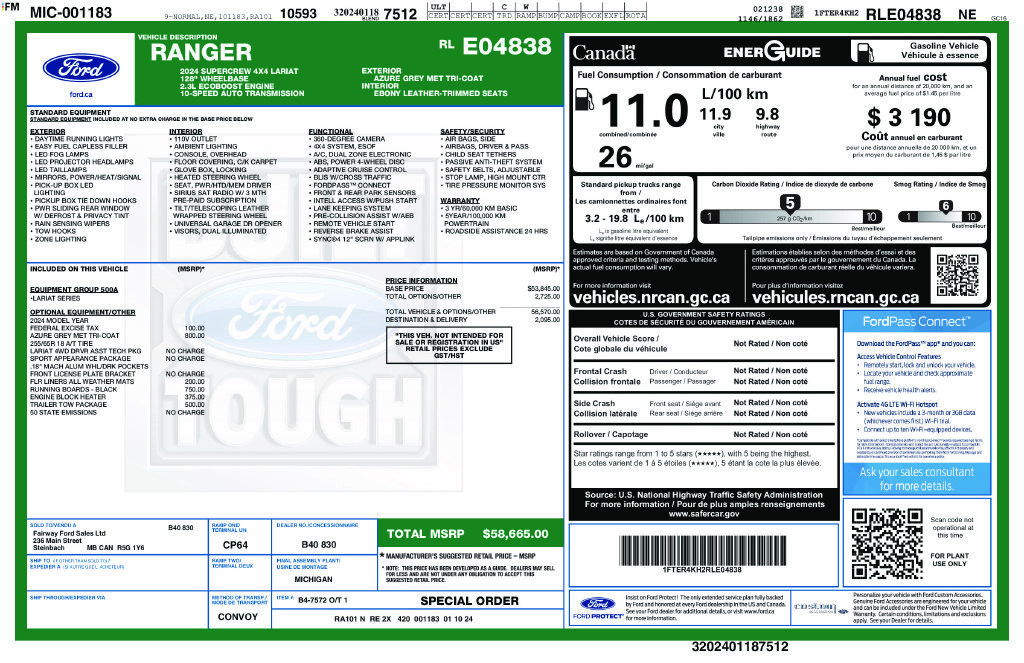Used 2024 Ford Ranger Lariat w/ Trailer Tow Package AWD/4WD image 39