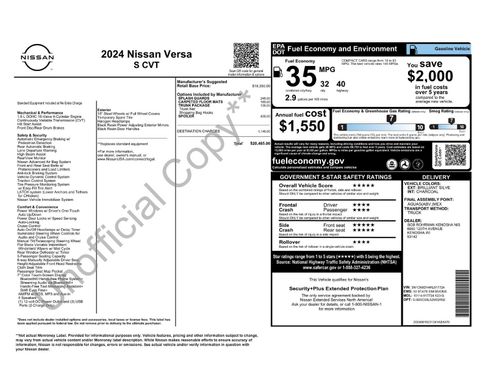 Used 2024 Nissan Versa S w/ Trunk Package FWD image 10