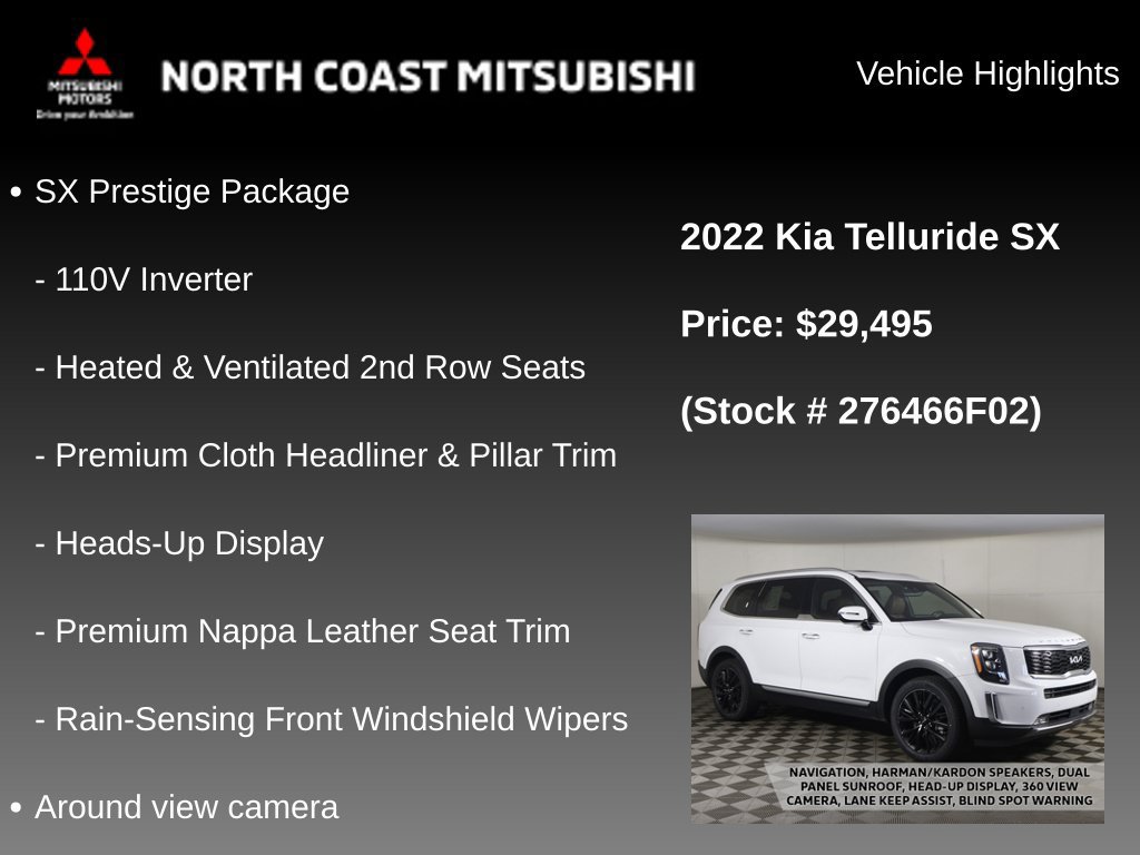 Used 2022 Kia Telluride SX w/ SX Prestige Package AWD/4WD image 2