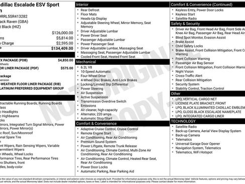 Used 2025 Cadillac Escalade ESV Sport Platinum w/ LPO, ONYX Package AWD/4WD image 46