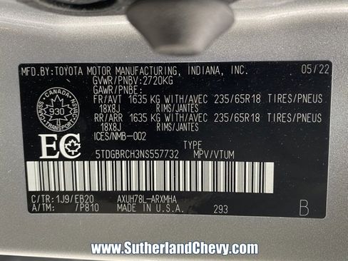 Used 2022 Toyota Highlander XLE image 53