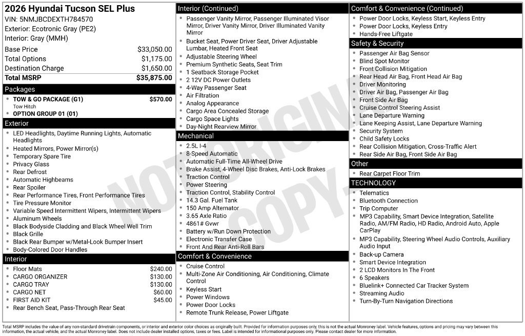 New 2026 Hyundai Tucson SEL w/ Tow & Go Package AWD/4WD image 16