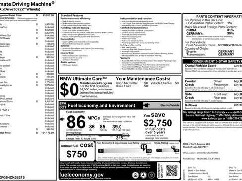 Used 2022 BMW iX xDrive50 w/ Premium Package image 59