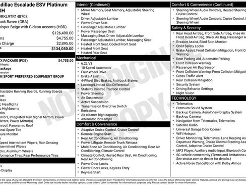 Used 2026 Cadillac Escalade ESV Platinum Sport w/ LPO, ONYX Package AWD/4WD image 9