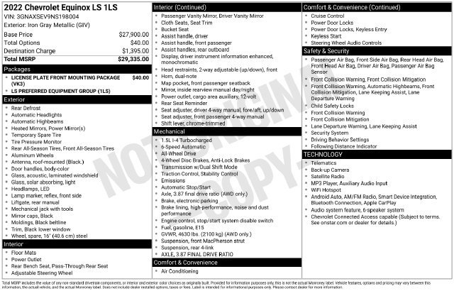 Certified 2022 Chevrolet Equinox LS AWD/4WD image 34