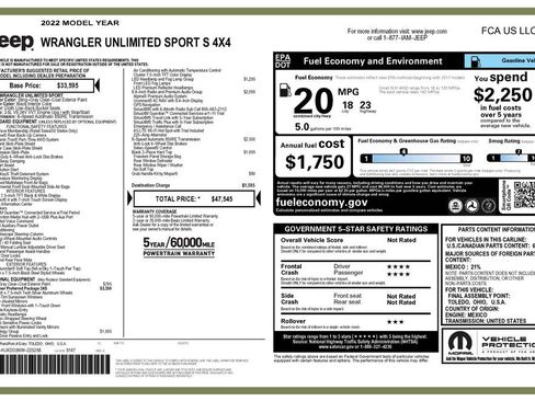 Used 2022 Jeep Wrangler Unlimited Sport AWD/4WD image 3