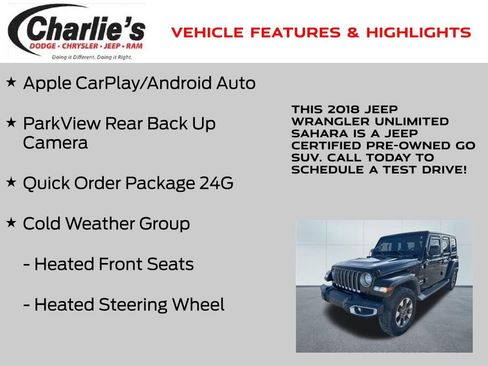 Certified 2018 Jeep Wrangler Unlimited Sahara image 7