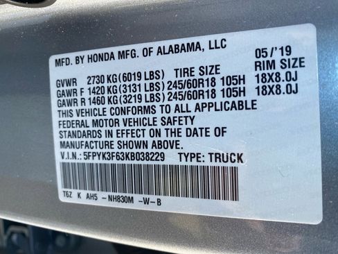 Used 2019 Honda Ridgeline RTL-T image 38