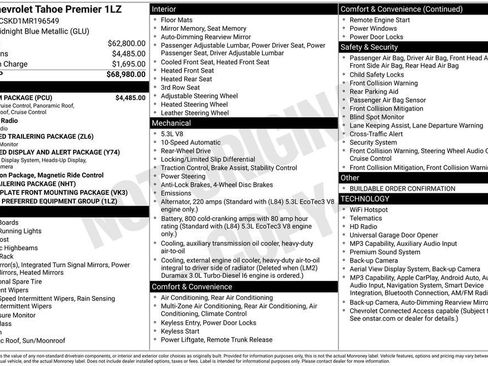 Used 2021 Chevrolet Tahoe Premier w/ Premium Package RWD image 2