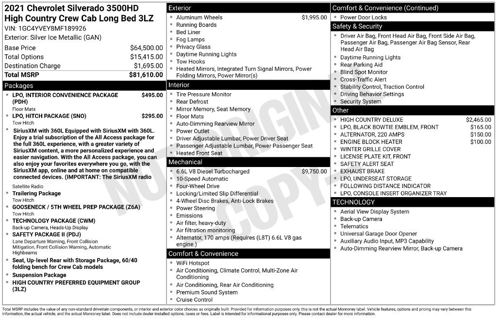 Used 2021 Chevrolet Silverado 3500 High Country AWD/4WD image 12