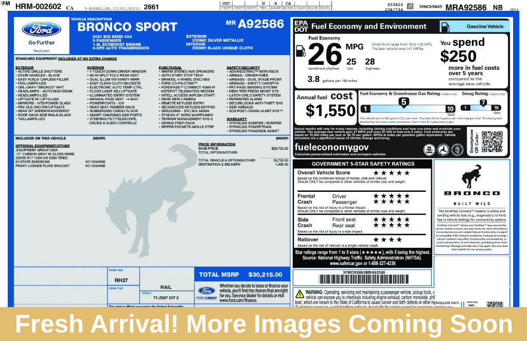 Used 2021 Ford Bronco Sport Big Bend AWD/4WD image 1