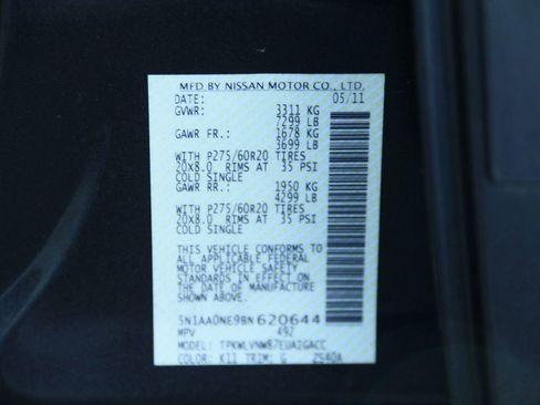 Used 2011 Nissan Armada Platinum w/ 2nd Row Captain Seat Pkg AWD/4WD image 35