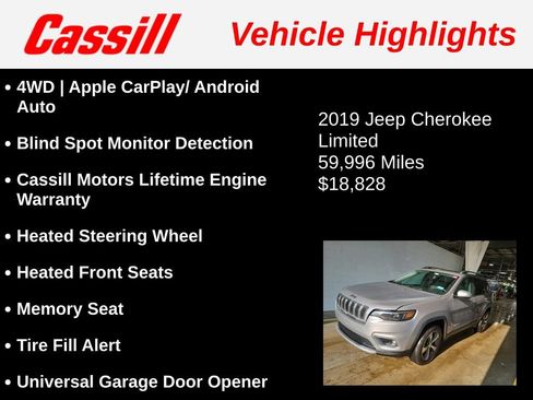 Used 2019 Jeep Cherokee Limited AWD/4WD image 3