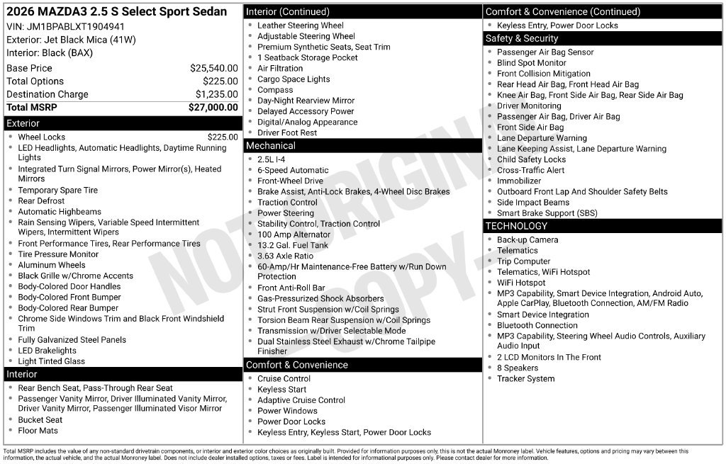 New 2026 MAZDA MAZDA3 s Sport FWD image 2