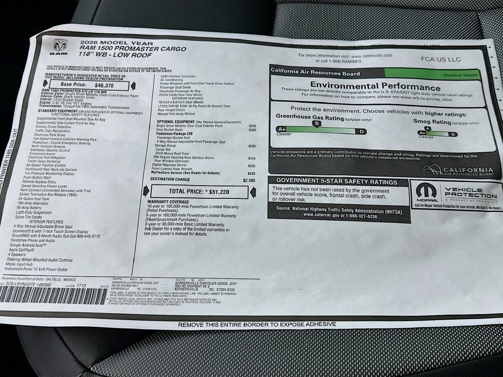 New 2026 RAM ProMaster 1500 w/ Storage Group FWD image 20