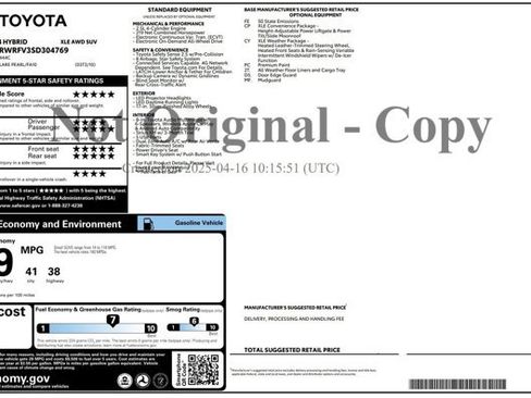 Used 2025 Toyota RAV4 XLE w/ Convenience Package AWD/4WD image 2