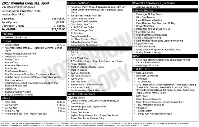New 2027 Hyundai Kona SEL Sport FWD image 4