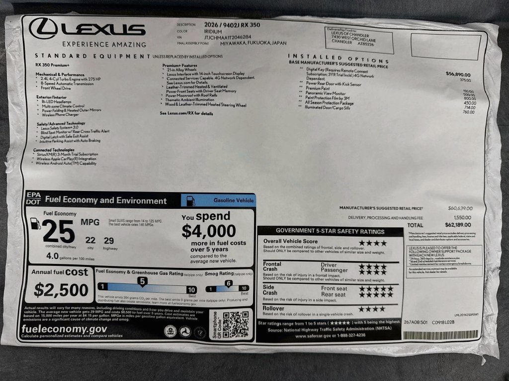 New 2026 Lexus RX 350 Premium Plus w/ Accessory Package (K3) FWD image 9