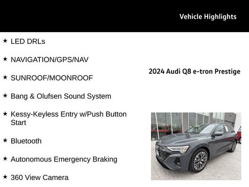 Used 2024 Audi Q8 e-tron Prestige w/ Prestige Package AWD/4WD image 25