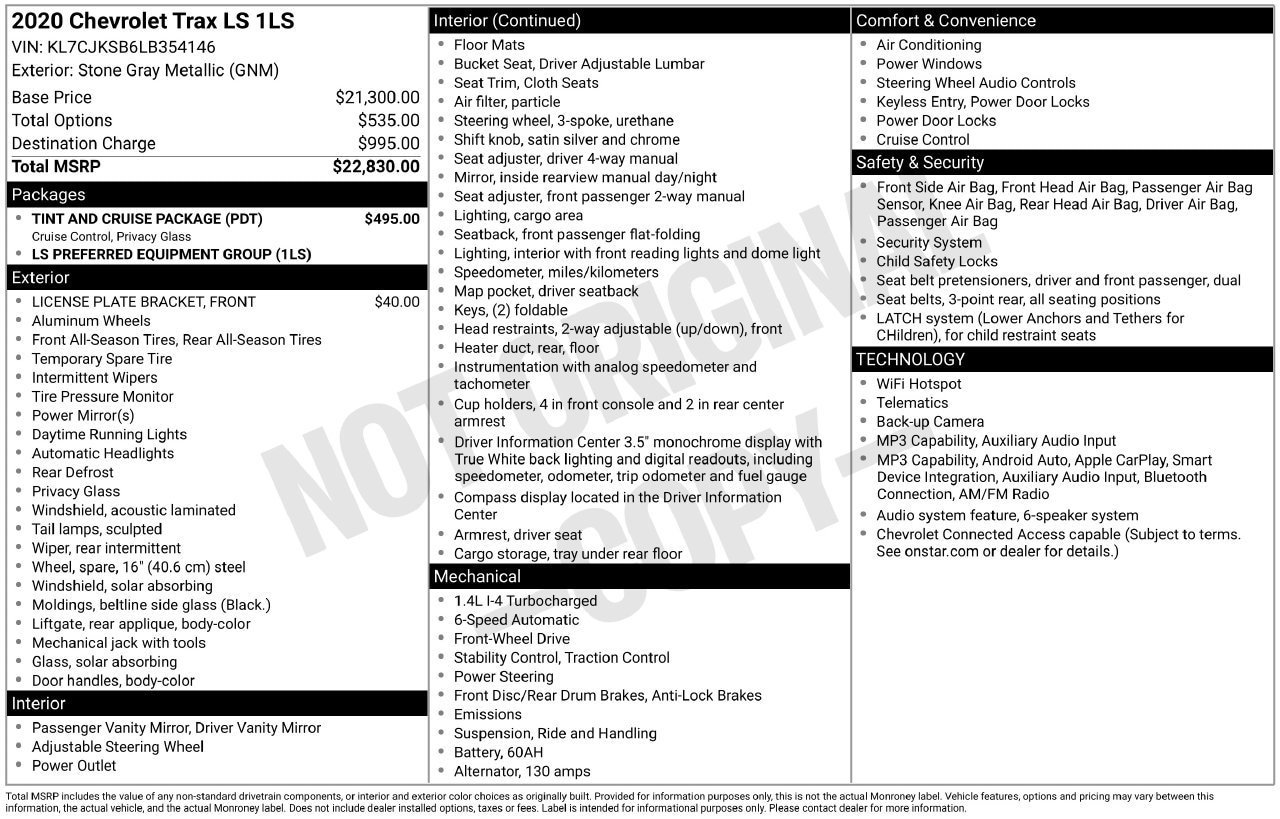 Used 2020 Chevrolet Trax LS w/ Tint and Cruise Package FWD image 27