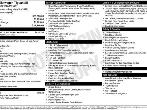 Used 2022 Volkswagen Tiguan SE w/ Panoramic Sunroof Package image 35