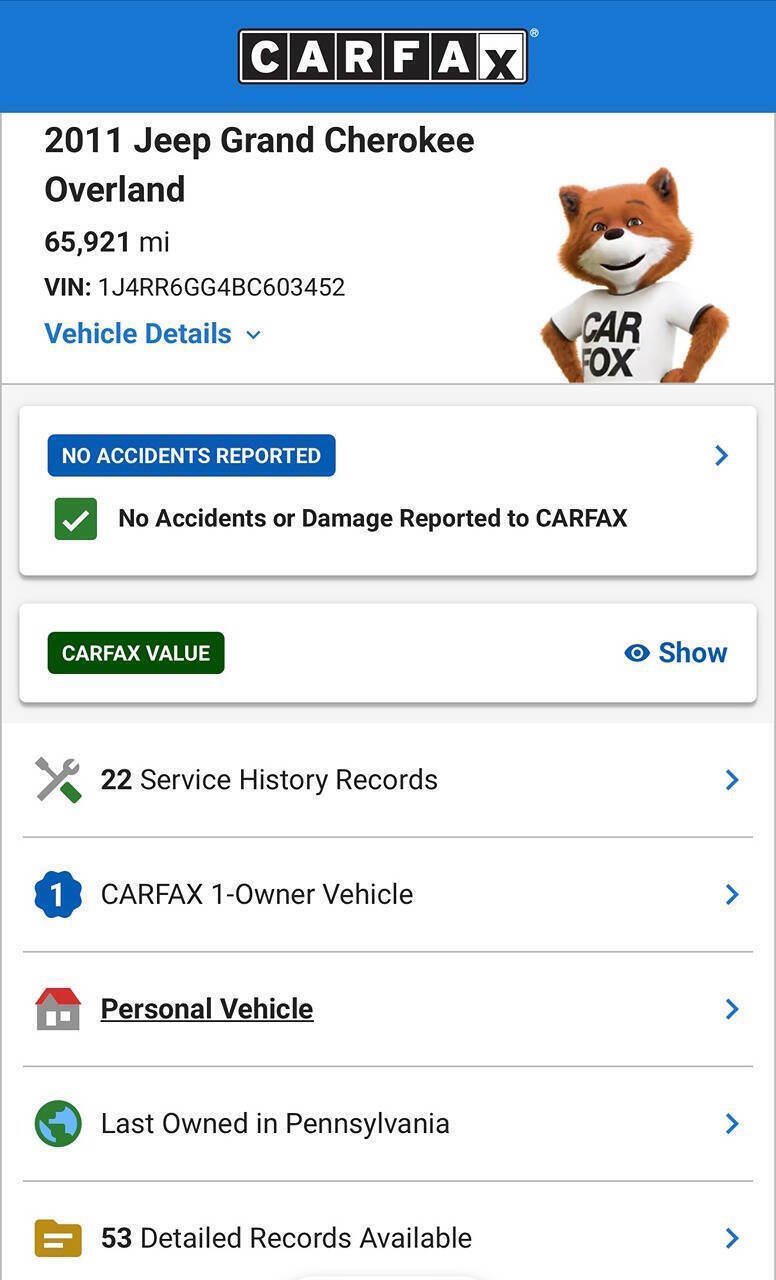 Used 2011 Jeep Grand Cherokee Overland AWD/4WD image 3