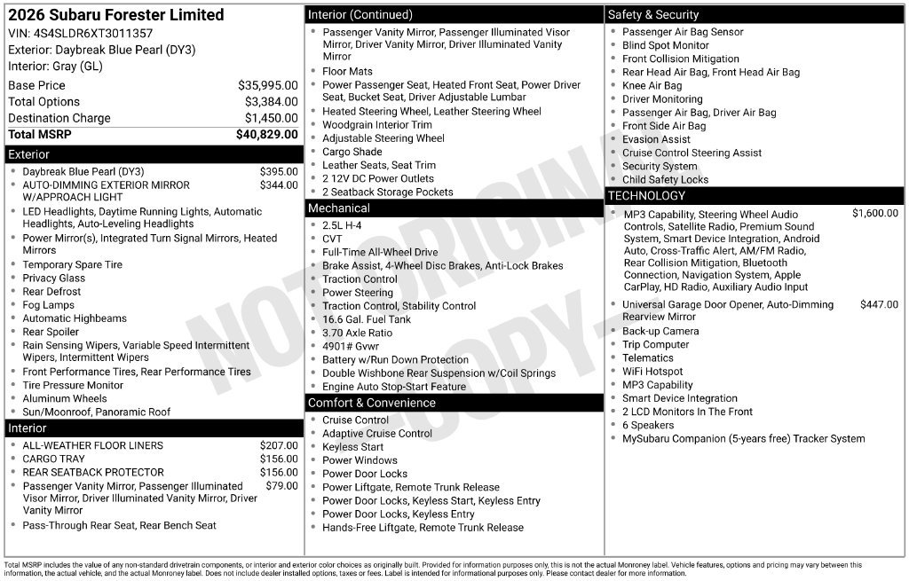 Certified 2026 Subaru Forester Limited AWD/4WD image 46