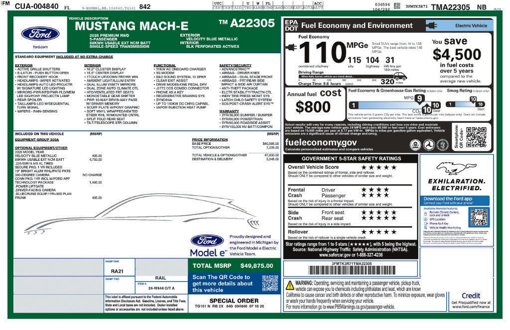 New 2026 Ford Mustang Mach-E Premium w/ Technology Package RWD image 11