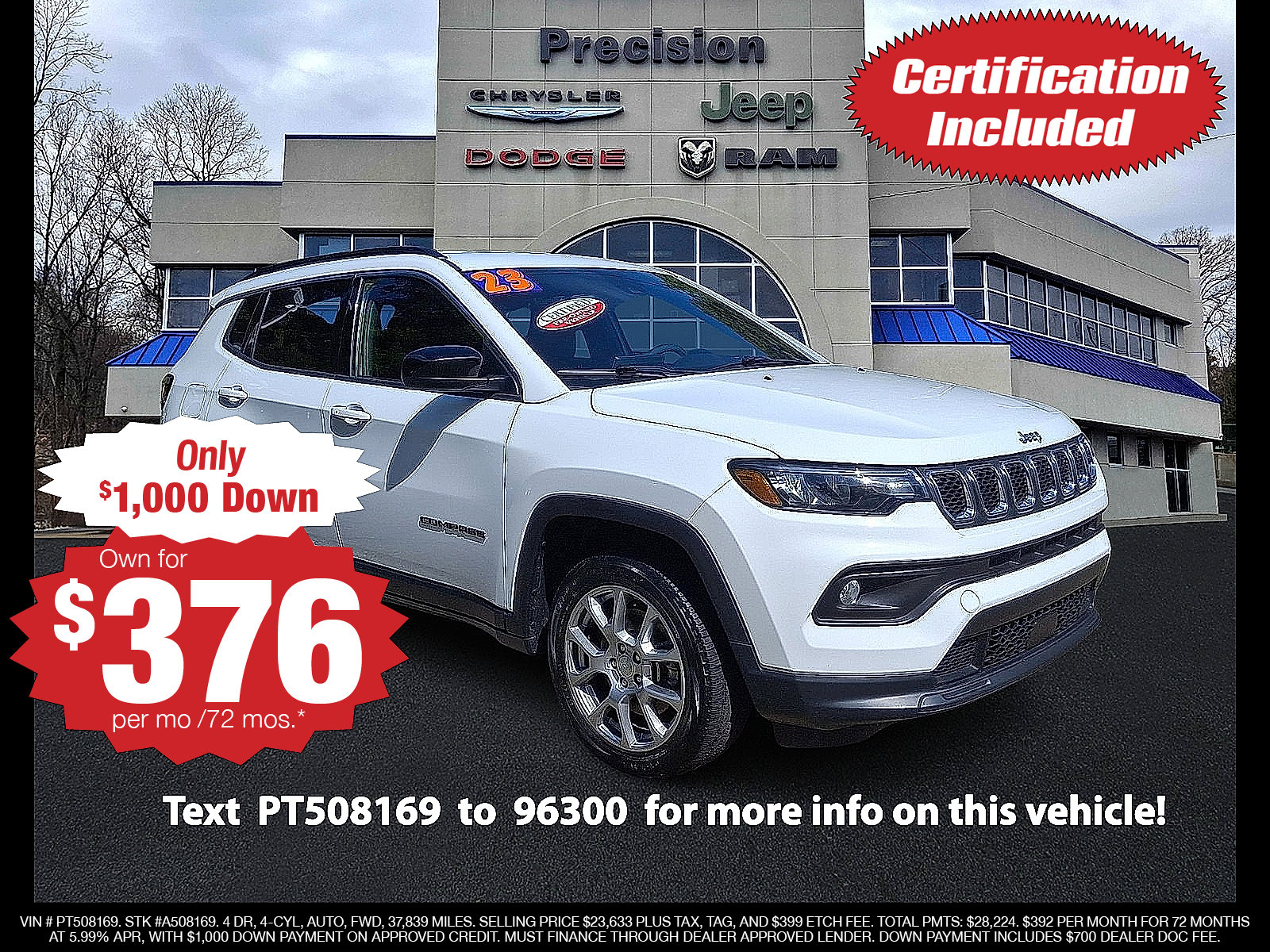 Certified 2023 Jeep Compass Latitude AWD/4WD image 1