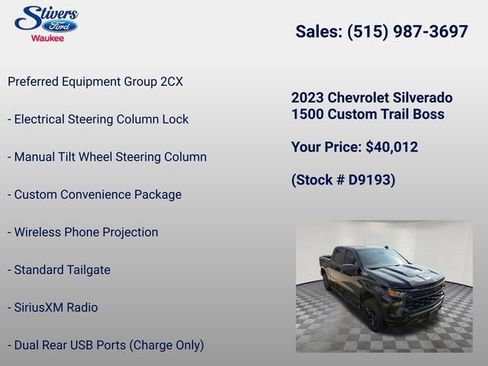 Used 2023 Chevrolet Silverado 1500 Custom Trail Boss AWD/4WD image 22
