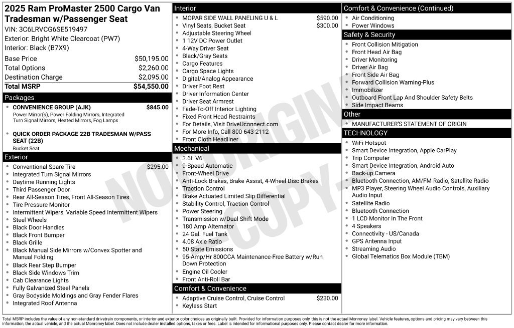 Used 2025 RAM ProMaster 2500 w/ Convenience Group FWD image 5