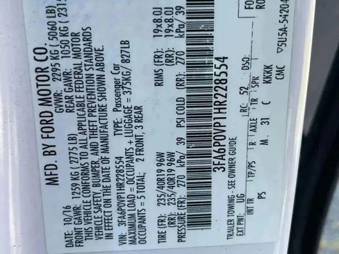 Used 2017 Ford Fusion Sport w/ Equipment Group 401A image 6