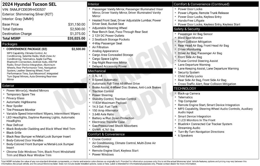 Certified 2024 Hyundai Tucson SEL w/ Convenience Package AWD/4WD image 33