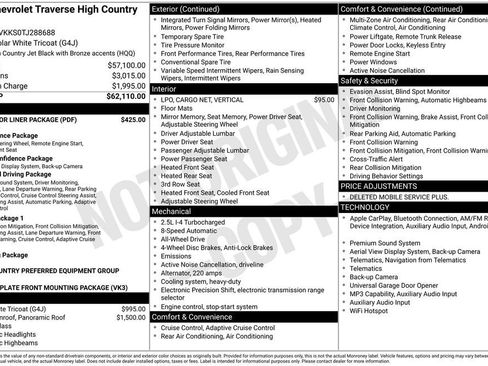 New 2026 Chevrolet Traverse High Country w/ LPO, Floor Liner Package AWD/4WD image 2