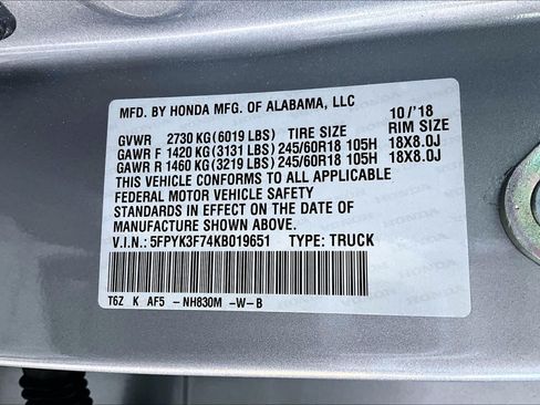 Certified 2019 Honda Ridgeline RTL-E image 34