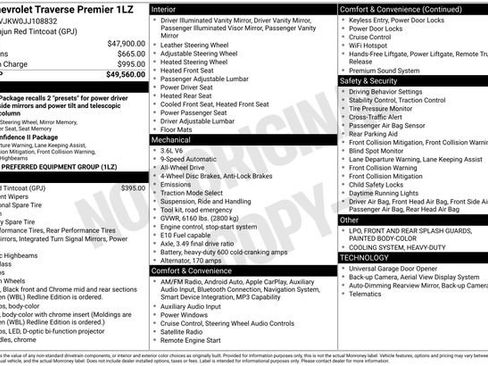 Certified 2018 Chevrolet Traverse Premier AWD/4WD image 37