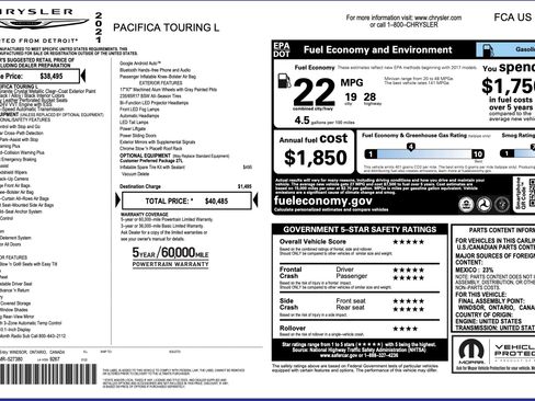 Used 2021 Chrysler Pacifica Touring-L FWD image 3