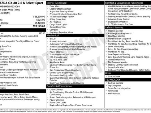 Certified 2024 MAZDA CX-30 AWD 2.5 S w/ Select Sport Pkg image 30
