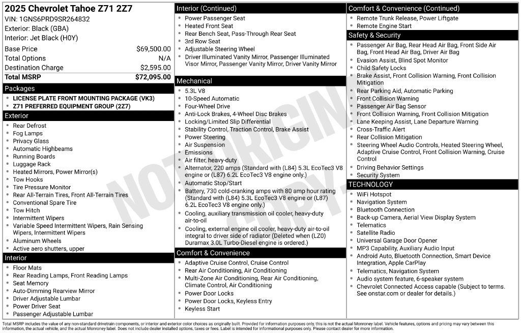 Used 2025 Chevrolet Tahoe Z71 AWD/4WD image 42