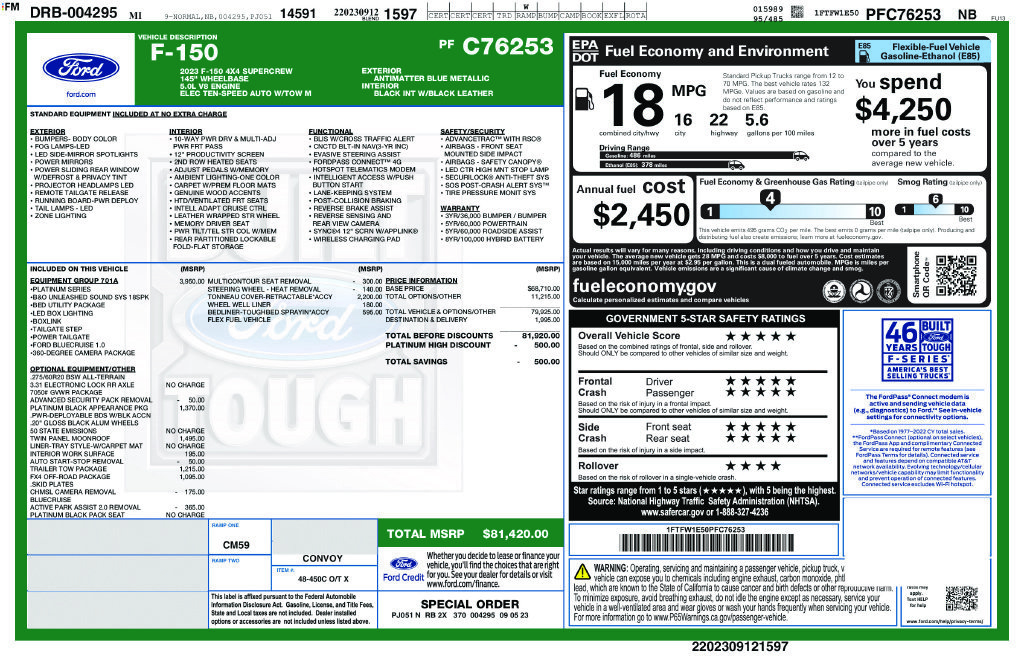Used 2023 Ford F150 Platinum w/ Equipment Group 701A High AWD/4WD image 2