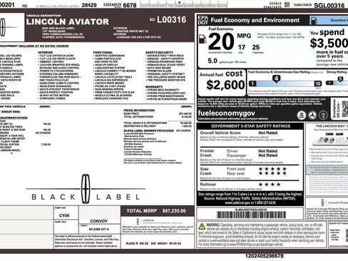 Certified 2025 Lincoln Aviator Black Label w/ Black Label Special Edition AWD/4WD image 10