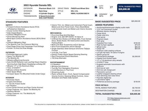 Used 2022 Hyundai Sonata SEL w/ Convenience Package FWD image 3