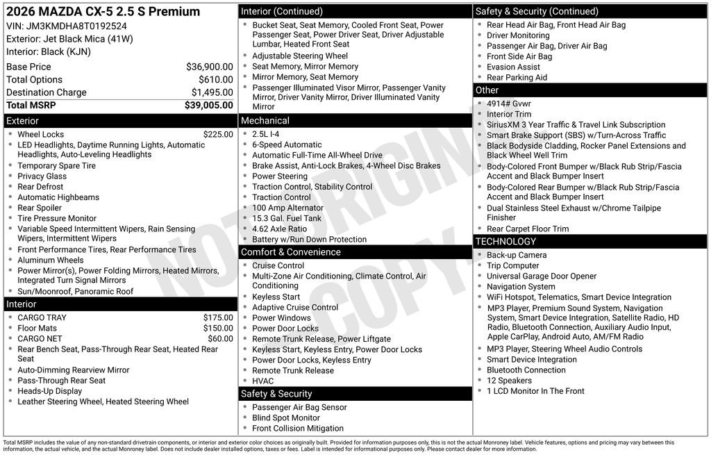 New 2026 MAZDA CX-5 2.5 S w/ Premium Package AWD/4WD image 35