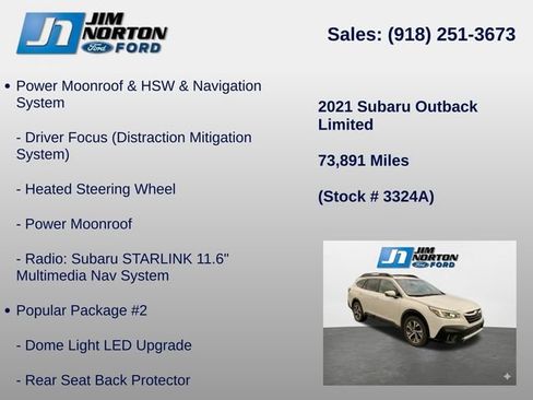 Used 2021 Subaru Outback Limited w/ Popular Package #2 AWD/4WD image 8