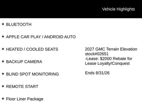 New 2027 GMC Terrain Denali w/ LPO, Floor Liner Package AWD/4WD image 2