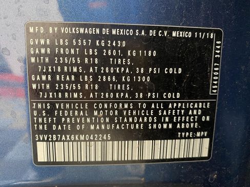 Used 2019 Volkswagen Tiguan SEL w/ 3rd Row Seat Package AWD/4WD image 33